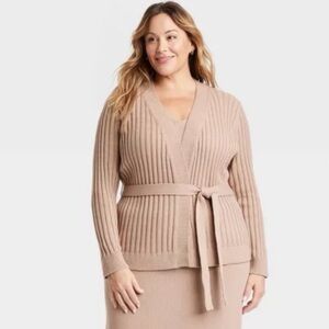 Ava & Viv Taupe Belted Cardigan